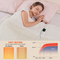 Couverture Chauffante Électrique OEM en Fausse Fourrure Douce, Lavable en Machine, Plusieurs Niveaux de Chaleur, Télécommande Amovible, Hiver, Maison, Vente en Gros