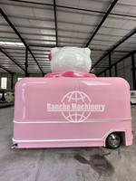 Chariot à glaces rose compact en acier inoxydable, stand de vente de hot-dogs portable, pour usage commercial, résistant à la rouille, garantie 2 ans
