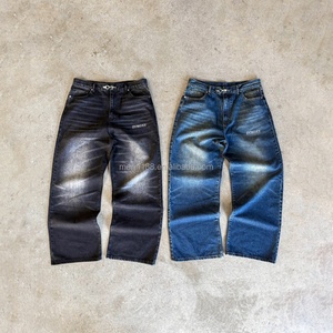 Pantalones Vaqueros Personalizados para Bombero con Hebilla y Cierre de Langosta, Lavado Ácido, Pierna Ancha, Estilo Baggy para Hombre - Product Image 1