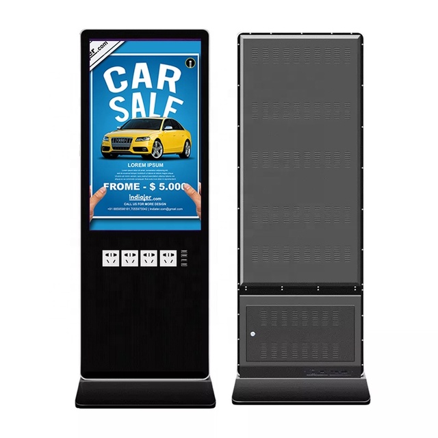 LCD Digital Signage Advertising Playing Kiosk 55 Inch Indoor Display Totem Mobile Phone Charging Digital Kiosk for Supermarket