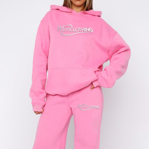 Sudadera con Capucha y Pantalones Deportivos de Alta Calidad, Fabricante de Conjuntos Deportivos Holgados con Logotipo Personalizado Estampado en Relieve - Product Image 2
