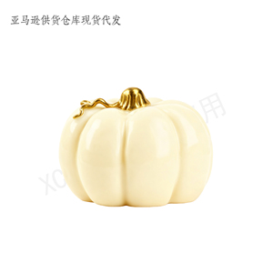 Figura Decorativa de Calabaza Blanca Cremosa de Resina Personalizada con Tallo Dorado y Acabado Brillante para una Elegante Decoración Otoñal de Halloween - Product Image 2