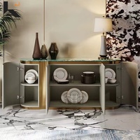 Buffet de luxe en acier inoxydable et bois, meuble de rangement moderne haut de gamme, directement de l'usine
