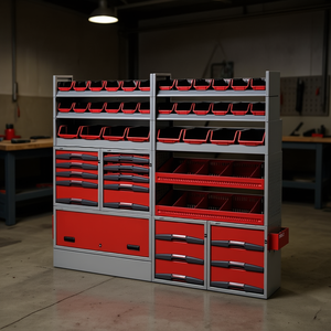Armario de herramientas 5006 E2 con cajones rojos y estanterías para almacenamiento en taller - Product Image 3