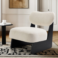 Fauteuil d'appoint en tissu bouclé beige de 26 pouces, durable, avec coussin en éponge haute densité, pieds en bois, moderne, pour salon, hôtel