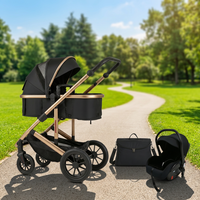 Poussette 3 en 1 pliable avec siège auto et landau pour bébé