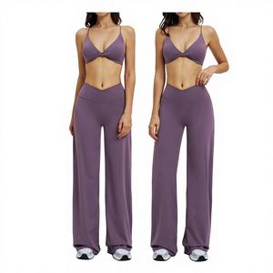 กางเกงขายาวเอวสูงทรงครอสแบบใหม่ ชุดออกกำลังกาย เสื้อชั้นในกีฬาเซ็กซี่ ชุดพิลาทิส ชุดลำลอง ชุดโยคะสุดเก๋ ระบายอากาศได้ดี - Product Image 1