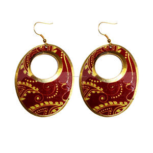 Pendientes de acrílico geométricos multicolores americanos 2026, pendientes de esmalte hechos a mano azules, pendientes de cristal naranja de colibrí de latón - Product Image 4