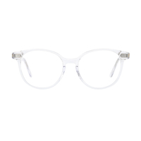 1 jeu de lunettes en acétate classique, verres transparents Anti-lumière bleue, monture pour lunettes d'ordinateur Vintage rondes