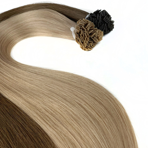 Extensions de cheveux naturels K Tip, lisses et soyeux, à la kératine (couleur claire), à pointe plate, invisibles, double épaisseur - Product Image 3
