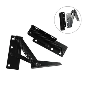 2pcs Sofa giường mùa xuân Bản lề góc cơ chế lật lên che giấu Kết nối tấm hỗ trợ đồ nội thất phần cứng màu đen - Product Image 3