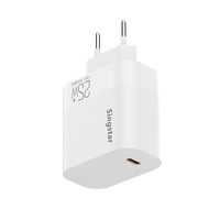 Chargeur mural portable haute puissance blanc 25W PD à charge rapide Type-C en matériau PC pour iPhone 17 16 15 Pro Max