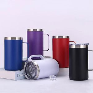 Gobelet isotherme en acier inoxydable de 24 oz, personnalisable avec logo, bouteille d'eau thermos avec poignée, tasses à café à double paroi sous vide - Product Image 5