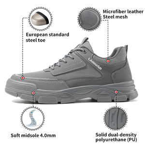 Chaussures <span class=keywords><strong>de</strong></span> sécurité <span class=keywords><strong>ultra</strong></span> légères Lanoudun pour hommes, embout en acier, résistantes aux perforations, confort tout au long <span class=keywords><strong>de</strong></span> la journée, cuir microfibre - Product Image 3