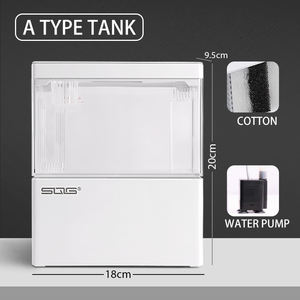 小型家用桌面自循环生态系统静音迷你亚克力金鱼缸，带过滤器、USB端口、智能照明 - Product Image 3