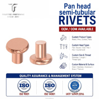 Rivets semi-tubulaires TianFang en cuivre rouge de haute qualité à tête cylindrique pour valises et sacs, certifiés ISO, personnalisables OEM ODM