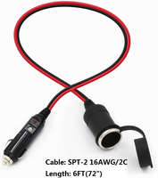 Câble d'extension allume-cigare de voiture 12V de 1,8 m, prise mâle vers prise femelle, avec lumières LED, 16AWG, fusible 15A