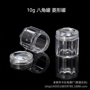 Transparent Octagonal <b>Plastic</b> Jar 10g Screw Top With Lid Cosmetic Sample Container For Glitter Cream <b>Packaging</b> - Product Image 2