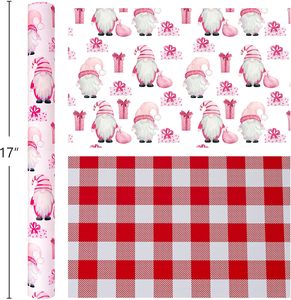 Christmas gift wrapping <b>paper</b> featuring cute cartoon goblin <b>patterns</b> Double sided printed with checkered design Customizable - Product Image 2