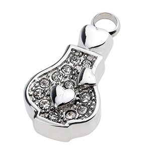 Collier en acier inoxydable coeur bouteille pendentif porte-cendres amulette sanskrit urne de crémation bijoux souvenir mémoire urne magique en cristal - Product Image 2