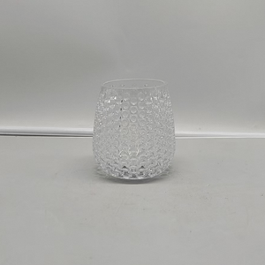Florero de cristal de burbujas texturizado corto soplado a mano maceta decorativa moderna para centro de mesa - Product Image 3