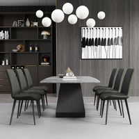 Table à manger en bois massif italienne simple, style rock, table à manger de luxe, combinaison de chaises, design créatif, table à manger