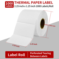 Rouleau d'autocollant d'étiquette thermique en papier autocollant personnalisé 51x25 38x25 57x32 vierge ou imprimé