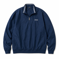 Blousons unisexes à fermeture éclair, coupe-vent bleu marine légers, style streetwear, personnalisables OEM ODM en gros, certifiés REACH CPC OEKO