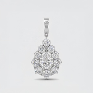 Pendentif en argent sterling 925 plaqué or 18 carats avec halo de zircon cubique taille poire - Product Image 3
