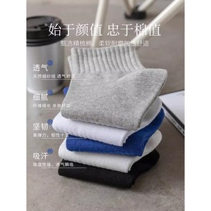 White Men's Summer Ankle Socks Sweat Absorbent Cotton Casual Daily Wear Solid Color Short Socks Zhuji - Product Image 2