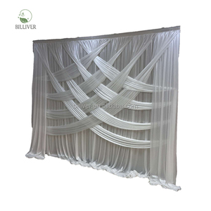 Hochwertige Eisseide Hochzeitspaneele Verschiedene Typen und Elegante Draperien Kreuzdesign Vorhänge Hochzeits-Hintergrunddekoration - Product Image 5