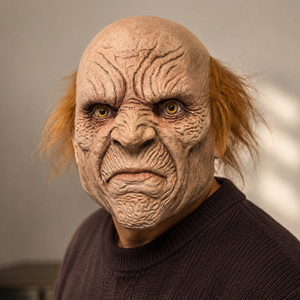 Masque en latex de monstre vieil homme, masque intégral effrayant à visage ridé avec cheveux blonds pour Halloween, cosplay, fête, accessoires de costume - Product Image 6
