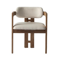 Chaise de salle à manger de style minimaliste moderne avec dossier, en bois massif et coussin en tissu, pour la maison, l'hôtel et les salons