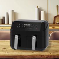 Friteuse à air électrique numérique double porte 5L en plastique, avec 2 paniers, cuisson saine antiadhésive pour usage domestique et hôtelier