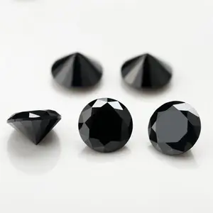 groothandel zwarte synthetische cz edelsteen ronde losse diamant