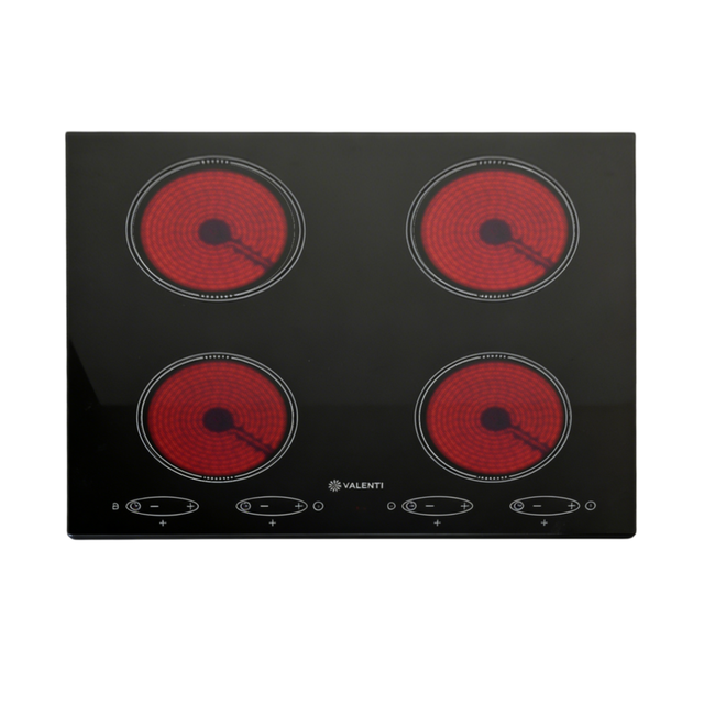 VALEN Built In Cooker 4 Burner Tempered Glass Gas Stove Black Ceramic Hob For European Kitchen Home And Apartment Use