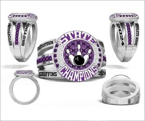 Anillos de Campeonato de Aleación Personalizables, Chapado en Oro Rosa/Platino, Cristal de Estrás en Forma de Corazón, Estilo Tradicional para - Product Image 2