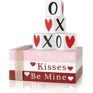Adorno de escritorio de madera para el día de San Valentín, decoración interior cuadrada pequeña para familias, bodas y fiestas - Product Image 2