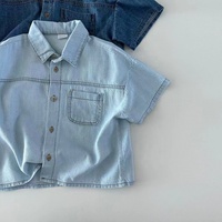 Mode été enfant en bas âge bébé garçon fille à manches courtes rétro denim vintage costume enfants denim chemise + short 2 pièces ensemble de vêtements