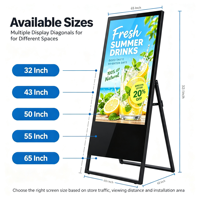 Mesin Iklan Portabel Android 43 Inci dengan Layar Sentuh Kapasitif, Signage Digital, Pusat Perbelanjaan, Toko Ritel, Acara Pameran