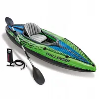 Intex 68305 Challenger K1 One Person Inflatable Canoe Raft Ocean Kayak with Oar Hand Pump