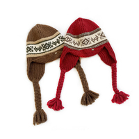 Bonnets personnalisés style nordique Fair Isle, tricotés avec cache-oreilles, pompons tressés, en fil épais, chaud et doux, pour l'extérieur et l'hiver