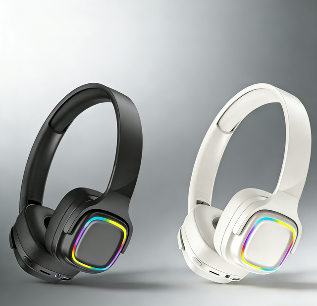 RGB LED Light up Headphones, Type-C Charging Over-Ear Headsets with Soft Memory Earmuffs, Wholesale & OEM ODM Accepted