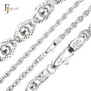 Chaîne fantaisie à maillons fantaisie avec perles en forme d'œil, plaquée or rose, base en laiton, 3,2 mm+ FJ Fallon Fashion Jewelry - Product Image 6