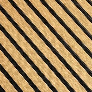 Panneaux muraux acoustiques en bois à lattes européens modernes, insonorisés, placage bois, solution graphique 3D pour chambre à coucher, appartement, salon - Product Image 2