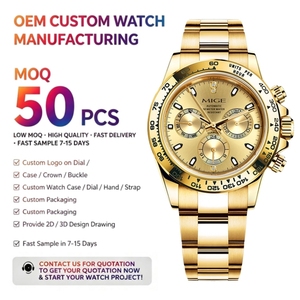 ODM OEM Custom <b>Automatic</b> Luxury Watch 40MM Classic Men's Gold Mechanical Watches <b>Chronograph</b> Stainless Steel Rotating Bezel - Product Image 1