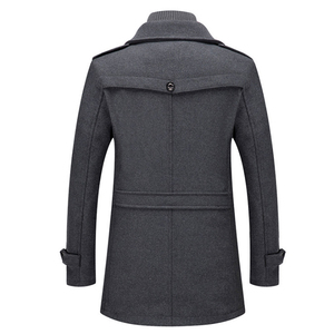 Nuevos abrigos de mezcla de lana para hombre, Otoño Invierno, Color sólido, resistente al frío, abrigo de lana para hombre, gabardina, cuello doble, informal para hombre - Product Image 2