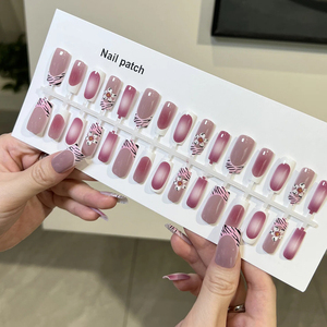 Vente en gros de <span class=keywords><strong>faux</strong></span> ongles courts carrés à imprimé zèbre <span class=keywords><strong>dégradé</strong></span> rose avec motif de fleurs blanches, <span class=keywords><strong>faux</strong></span> ongles réutilisables, 30 pièces - Product Image 5