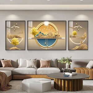 لوحات جدارية ثلاثية عصرية لتزيين غرفة المعيشة بإطار معدني - فن ديكور للمنزل - Product Image 5