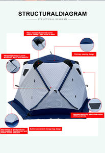 Портативная палатка для зимнего кемпинга и подледной рыбалки, 3,5 метра по диагонали, с двойным входом, ветрозащитная, снегозащитная, на 5-6 человек - Product Image 4